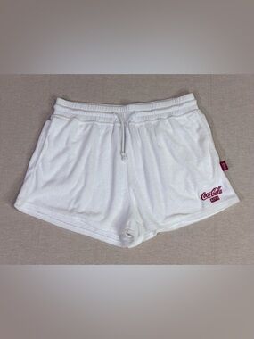 KITH x Coca-Cola White Terry Shorts Logo Drawstring Lounge Summer M